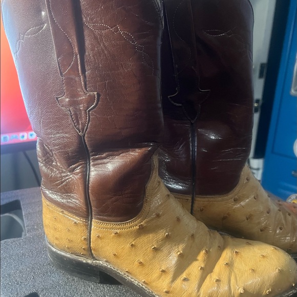 Lucchese Saddle Tan Ostrich Pin Pumps Womens Size 8* pre-owned Vintage. - Picture 12 of 14